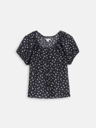 Alex Mill Rose Top In Floral Cotton Silk In Black