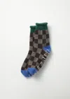 Alex Mill Rototo Checkerboard Pile Room Socks In Brown