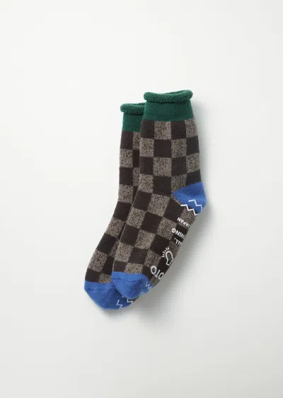 Alex Mill Rototo Checkerboard Pile Room Socks In Brown