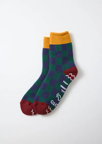 Alex Mill Rototo Checkerboard Pile Room Socks In Yellow/maroon