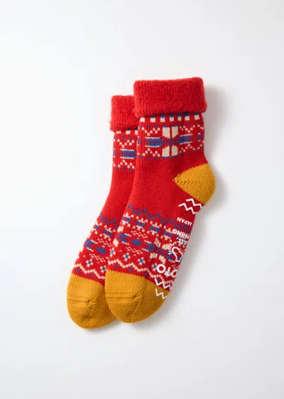 Alex Mill Rototo Snowflake Room Socks In Red