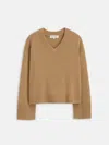Alex Mill Rowan V-neck In Cashmere In Light Camel