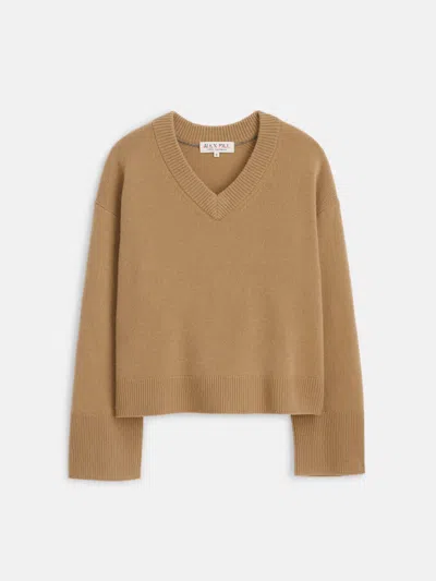 Alex Mill Rowan V-neck In Cashmere In Light Camel
