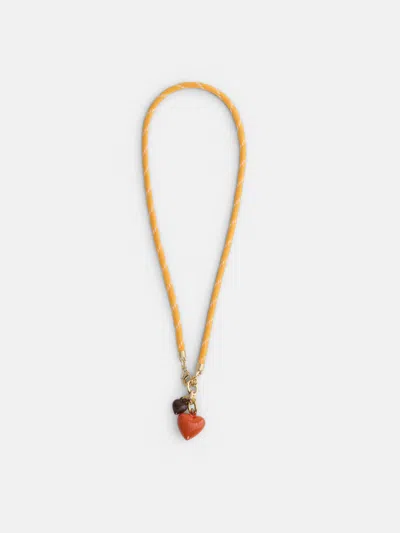 Alex Mill Roxanne Assoulin Happy Cord Charm Necklace In Orange