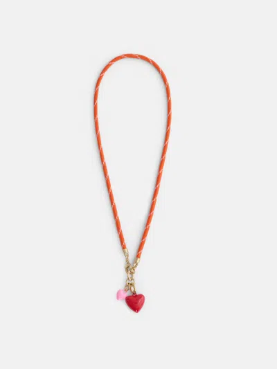 Alex Mill Roxanne Assoulin Happy Cord Charm Necklace In Red