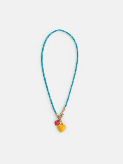 Alex Mill Roxanne Assoulin Happy Cord Charm Necklace In Blue