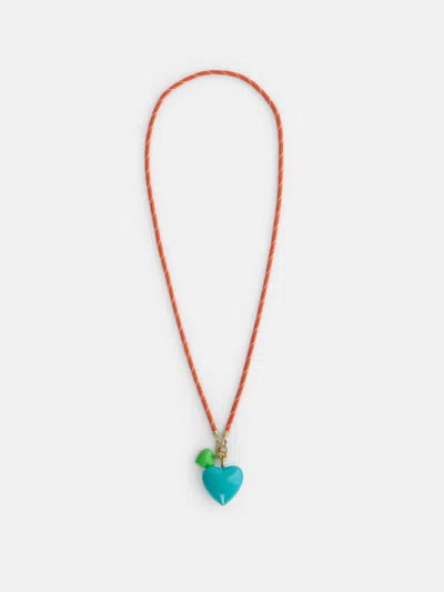 Alex Mill Roxanne Assoulin Long Happy Cord Charm Necklace In Red
