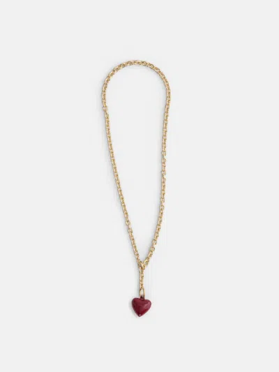 Alex Mill Roxanne Assoulin Mini Puffy Heart Necklace In Transparent