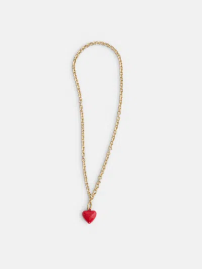 Alex Mill Roxanne Assoulin Mini Puffy Heart Necklace In Transparent
