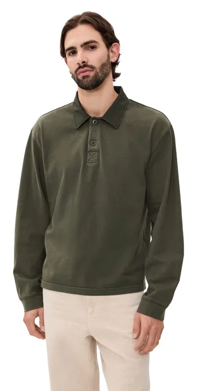 Alex Mill Garment Dyed Rugby Shirt In Cotton Jersey In Green