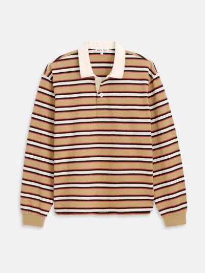 Alex Mill Rugby Striped Shirt In Cotton Jersey In Brown