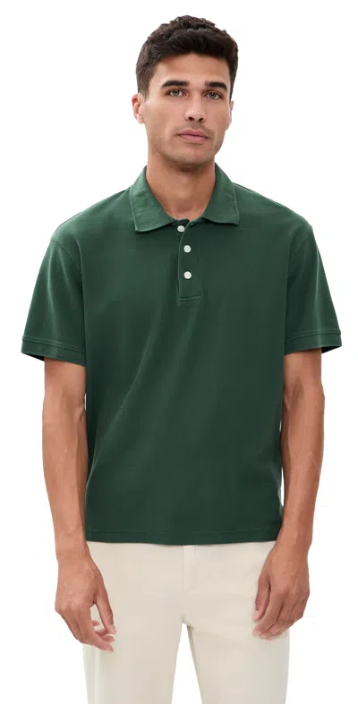 Alex Mill Ryan Short Sleeve Pique Polo Evergreen In Green
