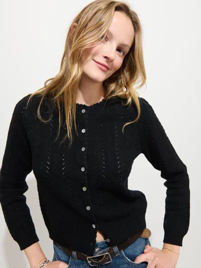 Alex Mill Sally Pointelle Cardigan In Wool Cotton In Black