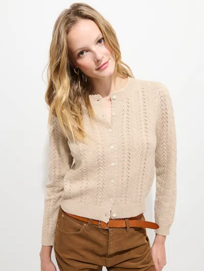 Alex Mill Sally Pointelle Cardigan In Wool Cotton In Light Camel