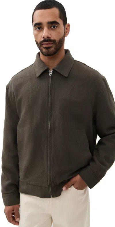 Alex Mill Sam Jacket In Cotton Linen Olive/brown