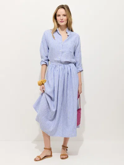 Alex Mill Sarah Striped Skirt In Linen In Blue