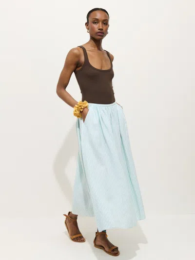 Alex Mill Sarah Striped Skirt In Linen In Blue