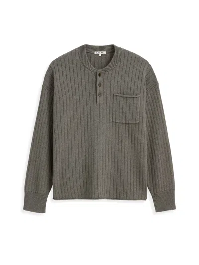 Alex Mill Sawyer Henley In Cotton Linen In Heather Olive
