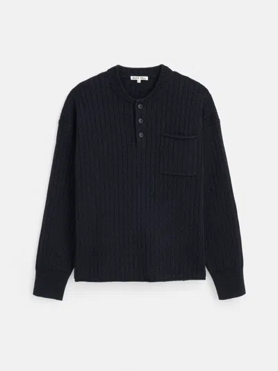 Alex Mill Sawyer Ribbed Henley Sweater In Marled Navy