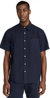 ALEX MILL SHORT SLEEVE MILL SHIRT IN PAPER POPLIN DARK NAVY