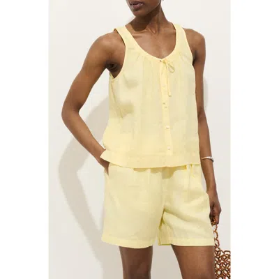 Alex Mill Sidney Sleeveless Linen Button-up Top In Yellow