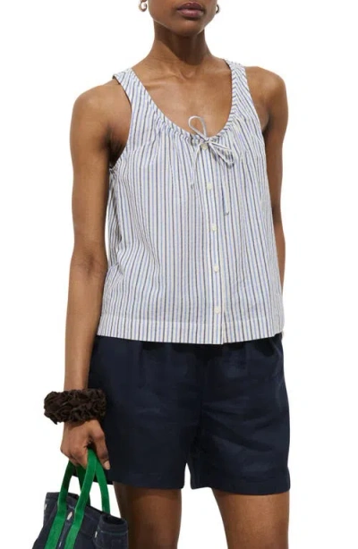 Alex Mill Sidney Stripe Sleeveless Linen Button-up Top In Multi