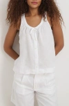 Alex Mill Sidney Tie Neck Sleeveless Linen Top In White
