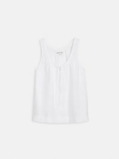 Alex Mill Sidney Tie Neck Sleeveless Linen Top In White