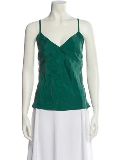 Pre-owned Alex Mill Silk V-neck Top In Green