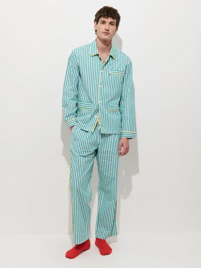 Alex Mill Snooze Striped Pant In Cotton In Green