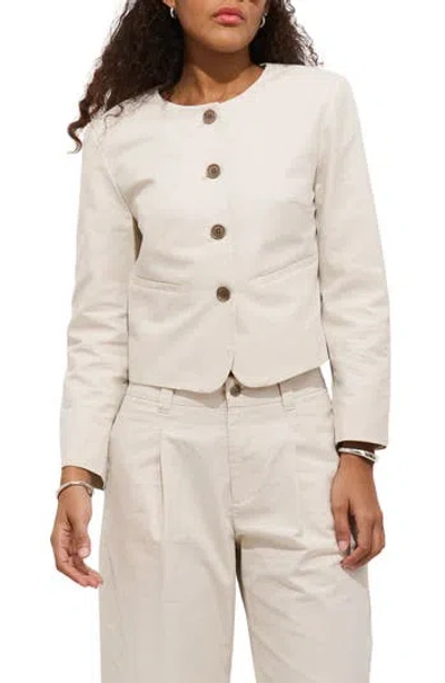 Alex Mill Soho Collarless Cotton & Linen Jacket In Sand
