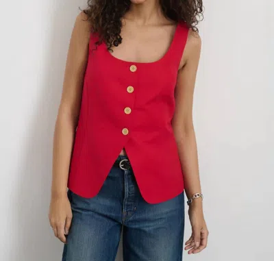Alex Mill Soho Scoop Linen Cotton Vest In Crimson