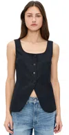 Alex Mill Soho Scoop Vest In Linen Cotton Black In Black