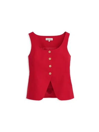 Alex Mill Soho Scoop Vest In Linen Cotton In Crimson