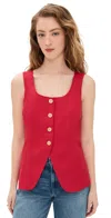Alex Mill Soho Scoop Vest In Linen Cotton In Crimson