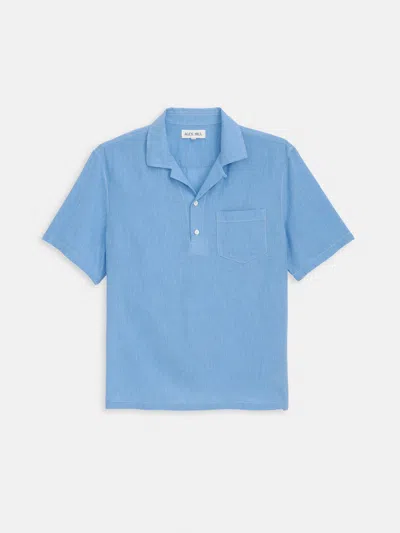Alex Mill Som Short Sleeve Popover In Cotton Linen In Blue