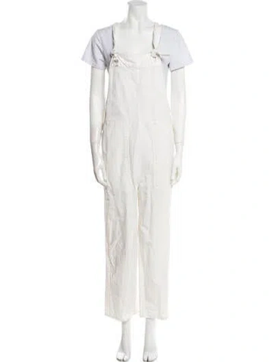 Pre-owned Alex Mill Square Neckline Jumpsuit In White