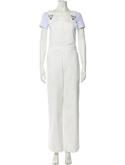 Pre-owned Alex Mill Square Neckline Jumpsuit In White