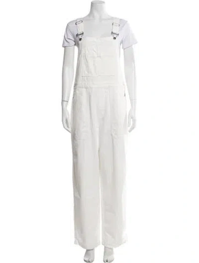 Pre-owned Alex Mill Square Neckline Jumpsuit In White
