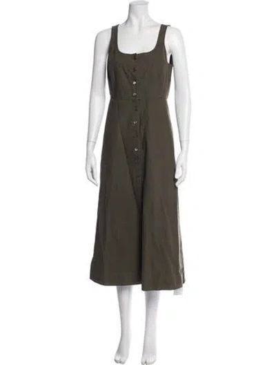 Pre-owned Alex Mill Square Neckline Long Dress In Green