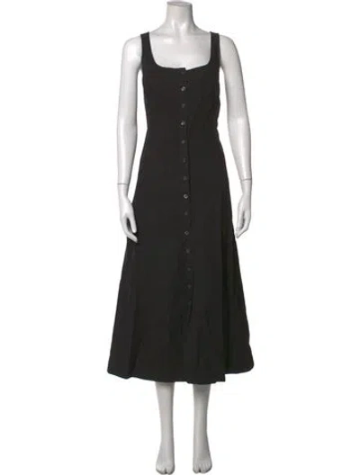 Pre-owned Alex Mill Square Neckline Midi Length Dress In Black