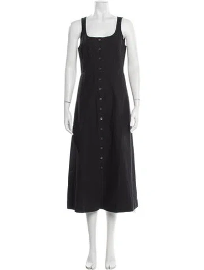 Pre-owned Alex Mill Square Neckline Midi Length Dress In Black