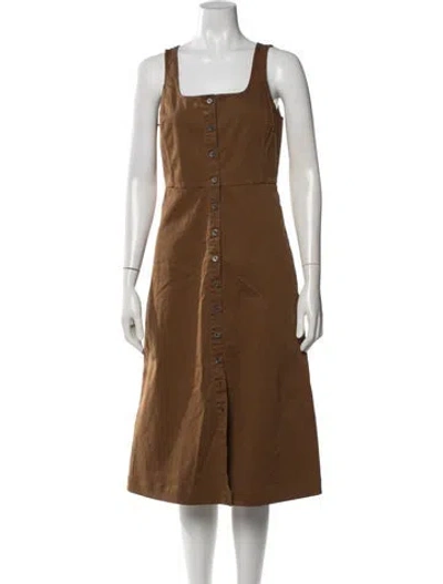 Pre-owned Alex Mill Square Neckline Midi Length Dress In Brown