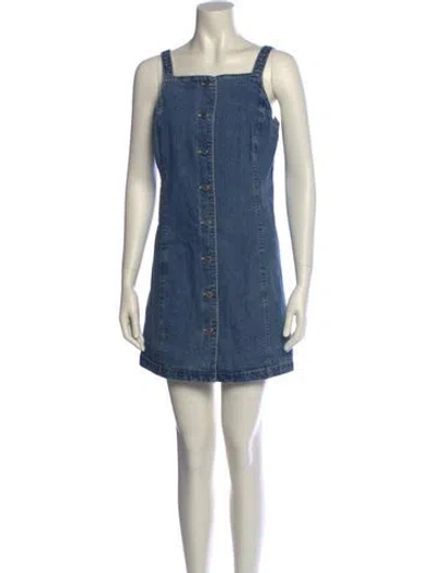 Pre-owned Alex Mill Square Neckline Mini Dress In Blue