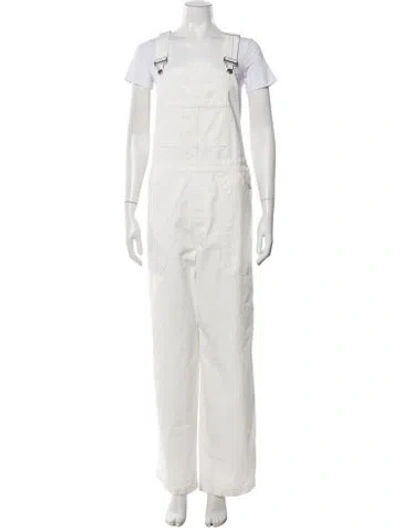Pre-owned Alex Mill Square Neckline Overalls In White