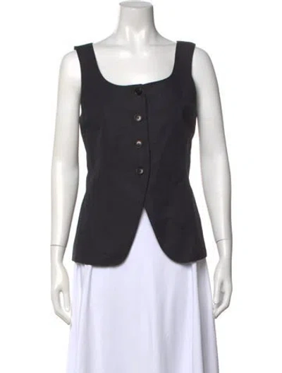 Pre-owned Alex Mill Square Neckline Sleeveless Button-up Top In Blue