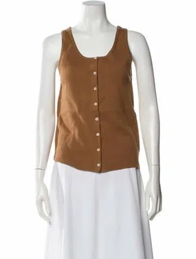 Pre-owned Alex Mill Square Neckline Sleeveless Button-up Top In Brown