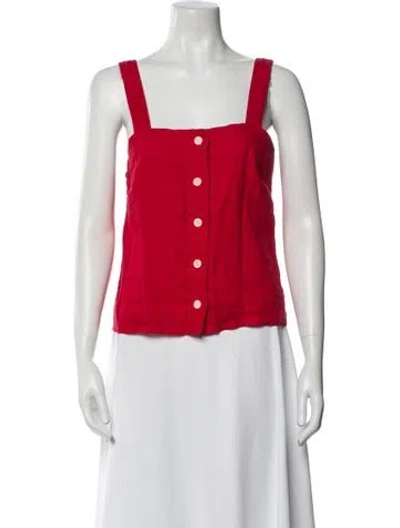 Pre-owned Alex Mill Square Neckline Sleeveless Crop Top In Red