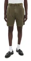 Alex Mill Standard Pleated Chino Short Deep Moss In Deep Moss
