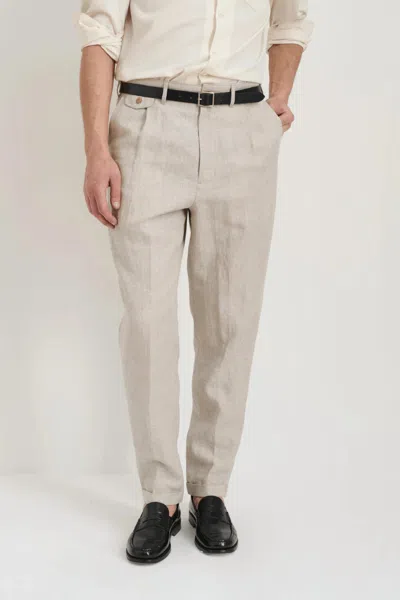 Alex Mill Standard Pleated Pant In Flax Linen Beige In Multi